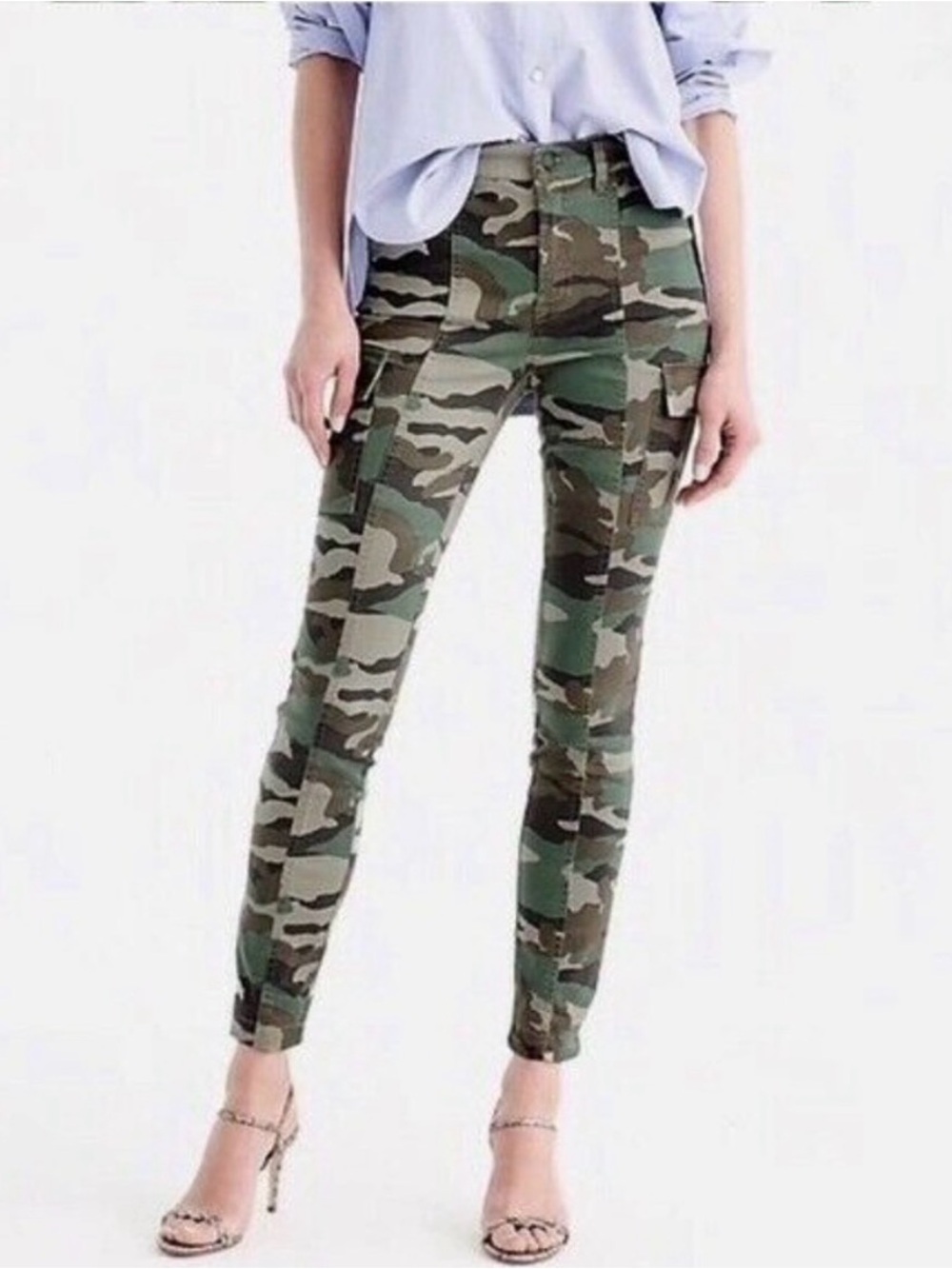 J. Crew Skinny Cargo Pants in Green Camo